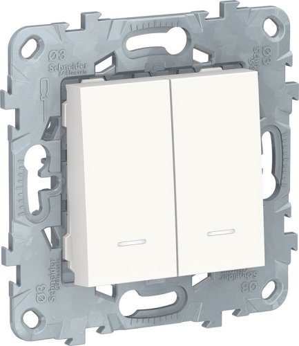 Выключатель с подсветкой без рамки Schneider Electric Unica New 2-кл. белый фото Выключатель с подсветкой без рамки Schneider Electric Unica New 2-кл. белый картинка